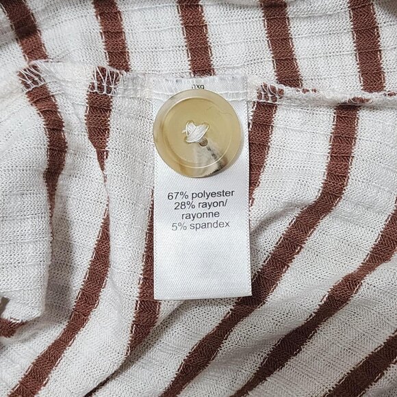 Maurices knit brown and off-white striped long sleeve shirt - small - Picture 5 of 7